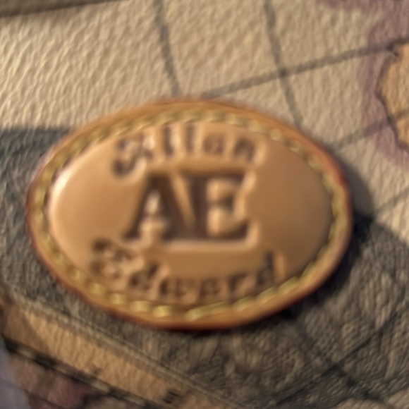 Allan Edward world map satchel new some marks see photos I pointed out. NWT - Picture 12 of 14